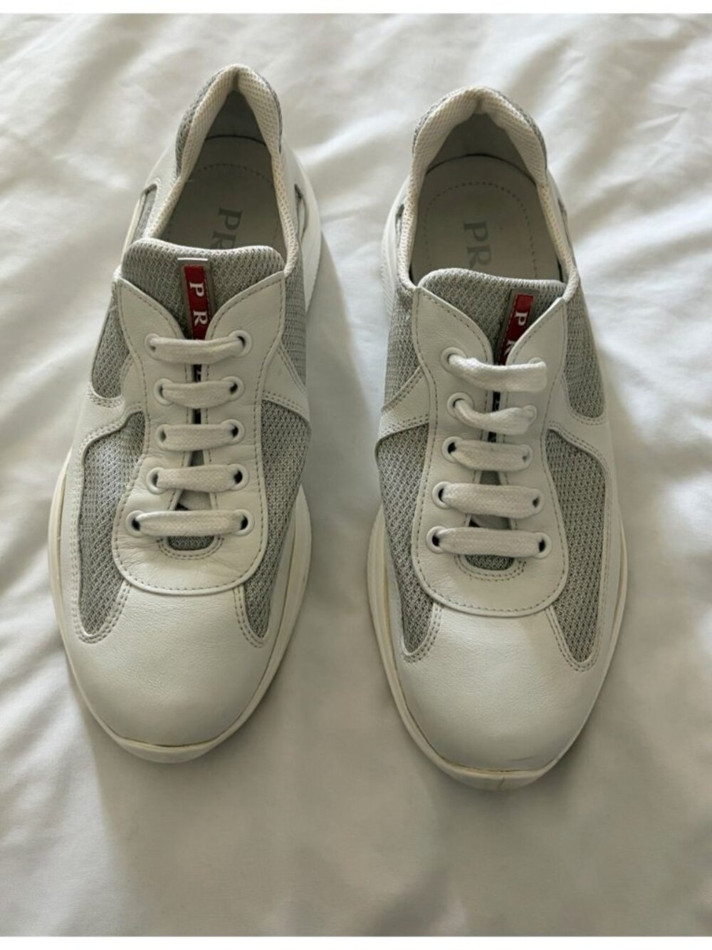 Prada Americas Cup Sneakers White Leather Size EU 36.5 Women’s 6.5 - Picture 2 of 9